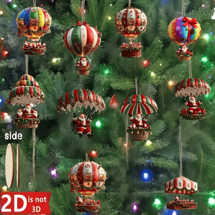 Kerst Houten Hangers β Set van 10 Luchtballon Kerstman Ornamenten β Feestelijke Decoratie & Cadeau 2026