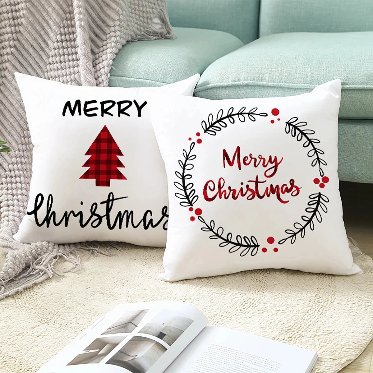 Kerst kussenhoes 45 cm β Vrolijke kussensloop voor feestdagen, perfect voor kerst & nieuwjaar 2026!