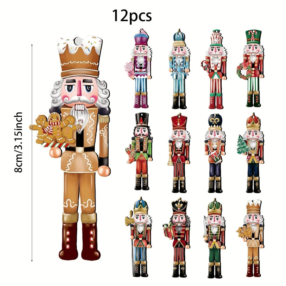 12 stuks kerst notenkraker soldaat hangers β Houten kerstboomdecoratie voor huis 2026 β Feestelijke nieuwjaarsornamenten