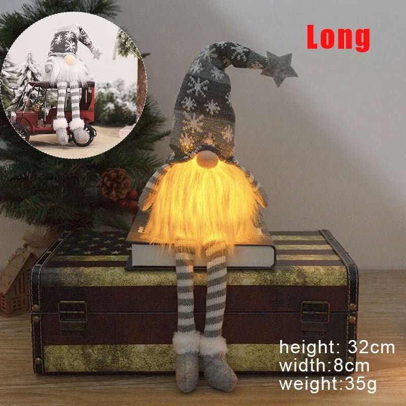 Kerst Kabouter Zonder Gezicht met LED-licht β Pluche Decoratie voor Huis & Kerstboom