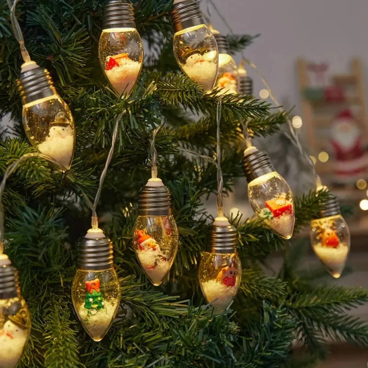 Kerst sneeuwbal lichtslinger β 10/20 LED lampjes op batterij