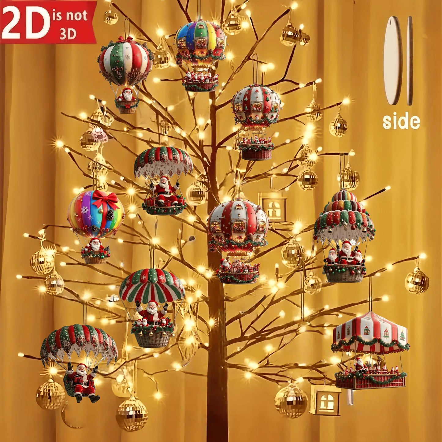 Kerst Houten Hangers β Set van 10 Luchtballon Kerstman Ornamenten β Feestelijke Decoratie & Cadeau 2026