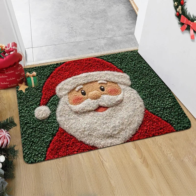 Vrolijke kerst deurmat β Rode mat met kerstman & gingerbread man β Perfect voor feestelijke sfeer thuis 2026!