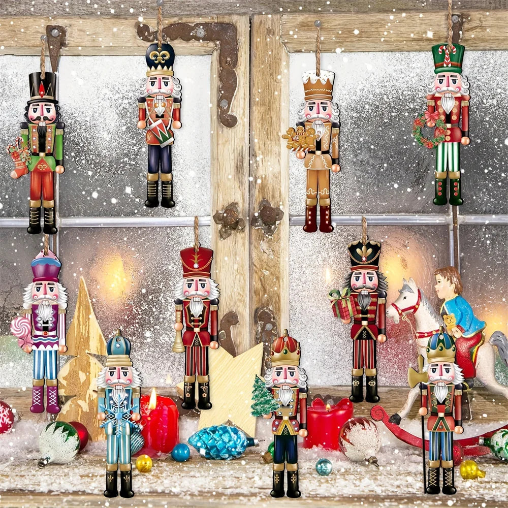 12 stuks kerst notenkraker soldaat hangers β Houten kerstboomdecoratie voor huis 2026 β Feestelijke nieuwjaarsornamenten
