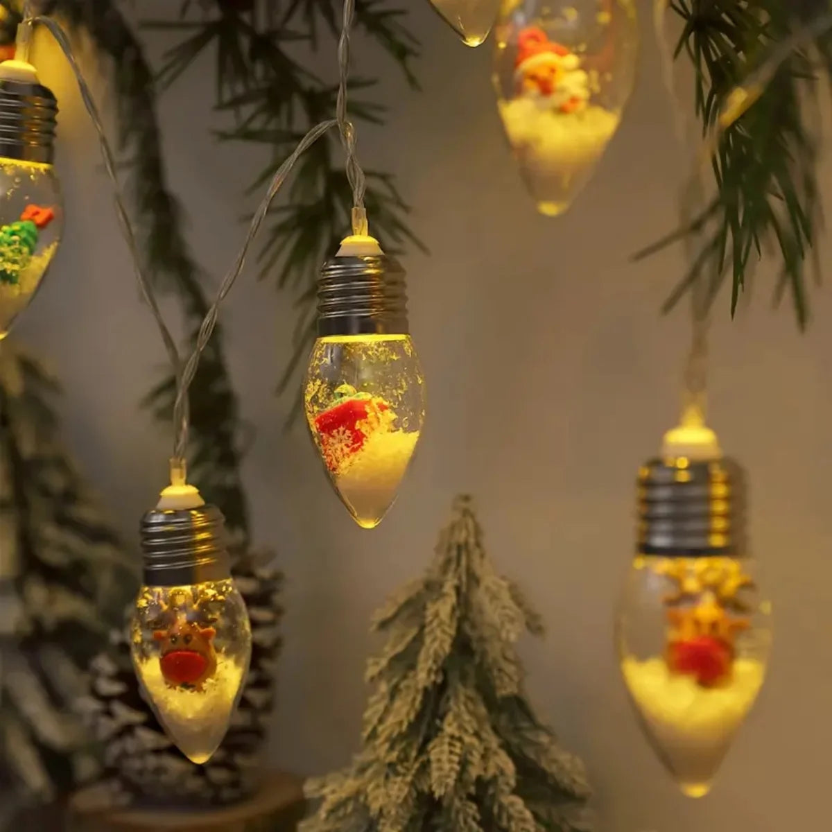 Kerst sneeuwbal lichtslinger β 10/20 LED lampjes op batterij