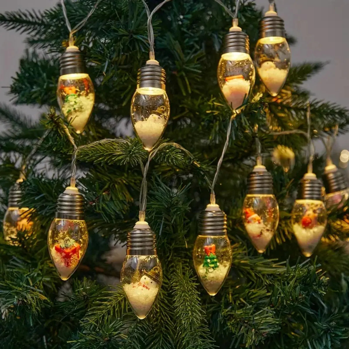 Kerst sneeuwbal lichtslinger β 10/20 LED lampjes op batterij