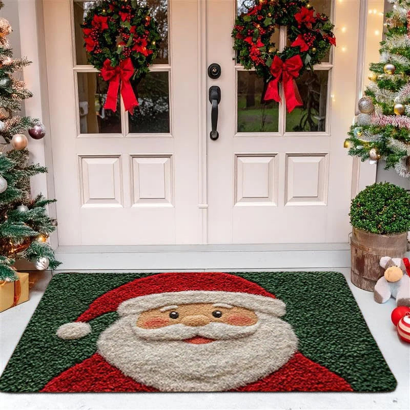 Vrolijke kerst deurmat β Rode mat met kerstman & gingerbread man β Perfect voor feestelijke sfeer thuis 2026!