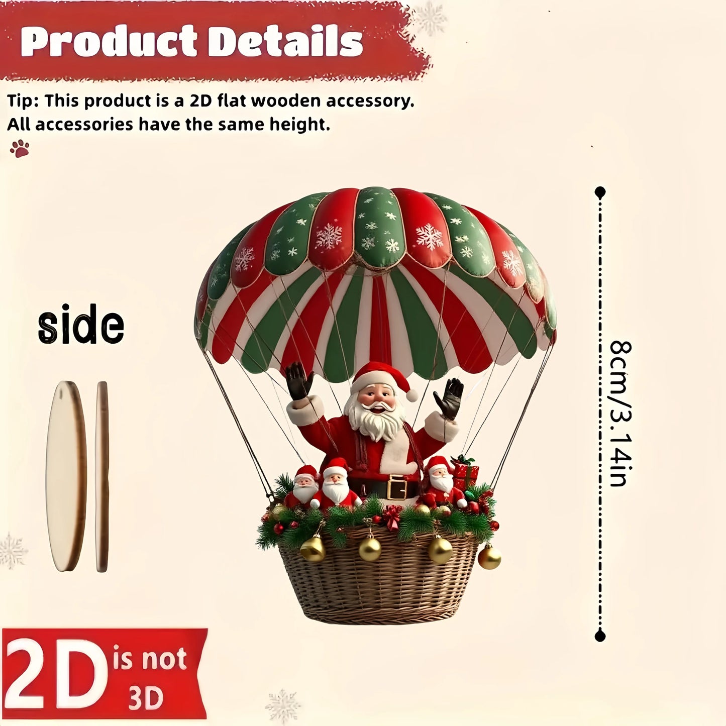 Kerst Houten Hangers β Set van 10 Luchtballon Kerstman Ornamenten β Feestelijke Decoratie & Cadeau 2026