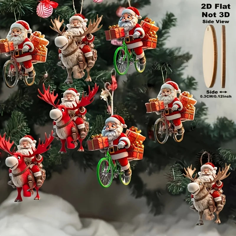 Houten Kerstman Fiets Hangers β 8/16/24 Stuks Kerstdecoratie voor Huis & Kerstboom 2026