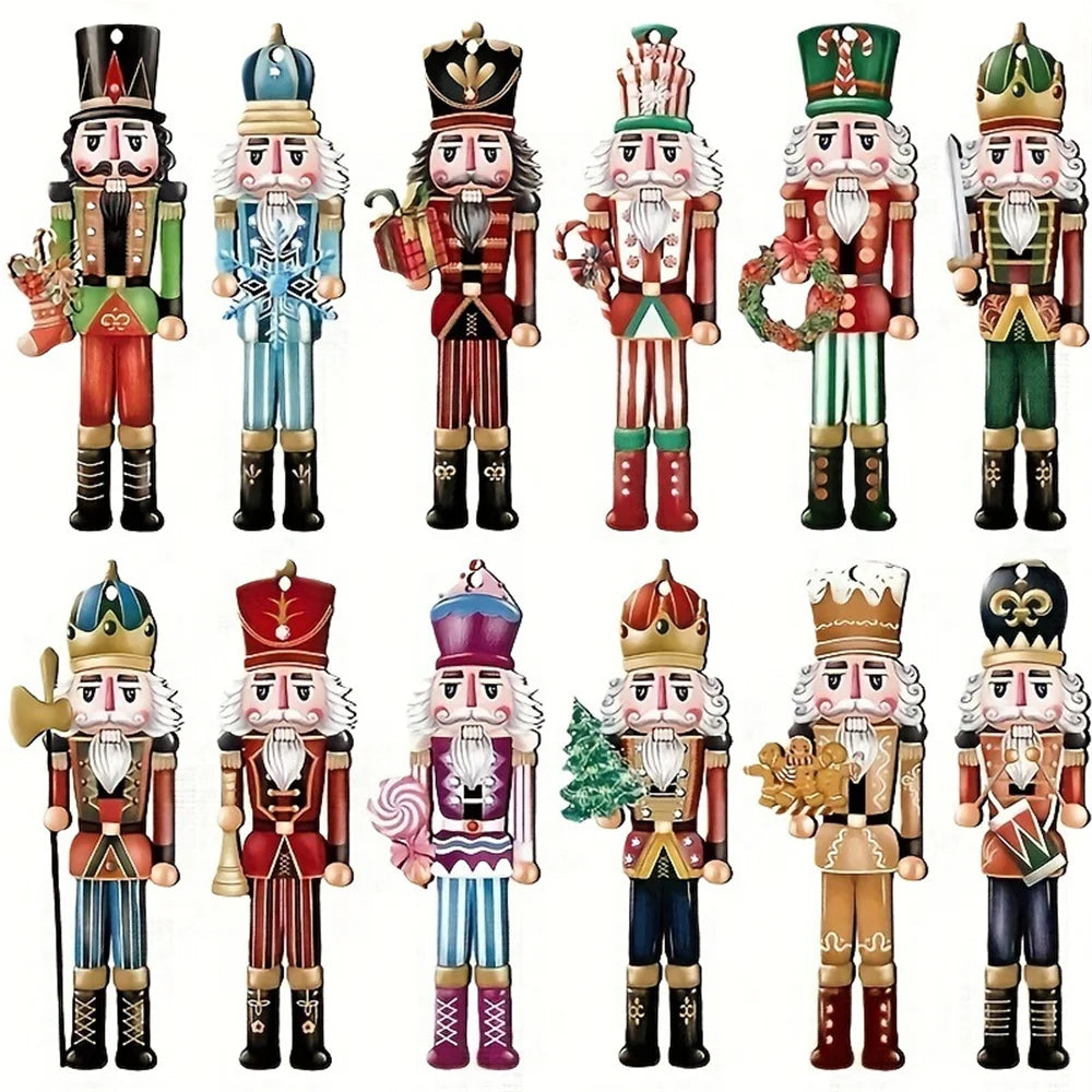 12 stuks kerst notenkraker soldaat hangers β Houten kerstboomdecoratie voor huis 2026 β Feestelijke nieuwjaarsornamenten