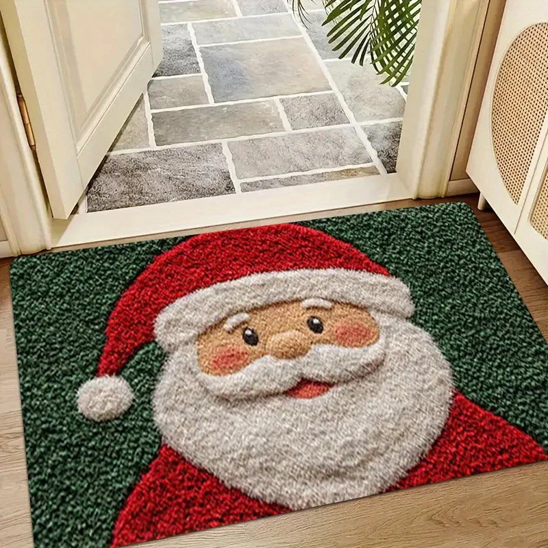Vrolijke kerst deurmat β Rode mat met kerstman & gingerbread man β Perfect voor feestelijke sfeer thuis 2026!