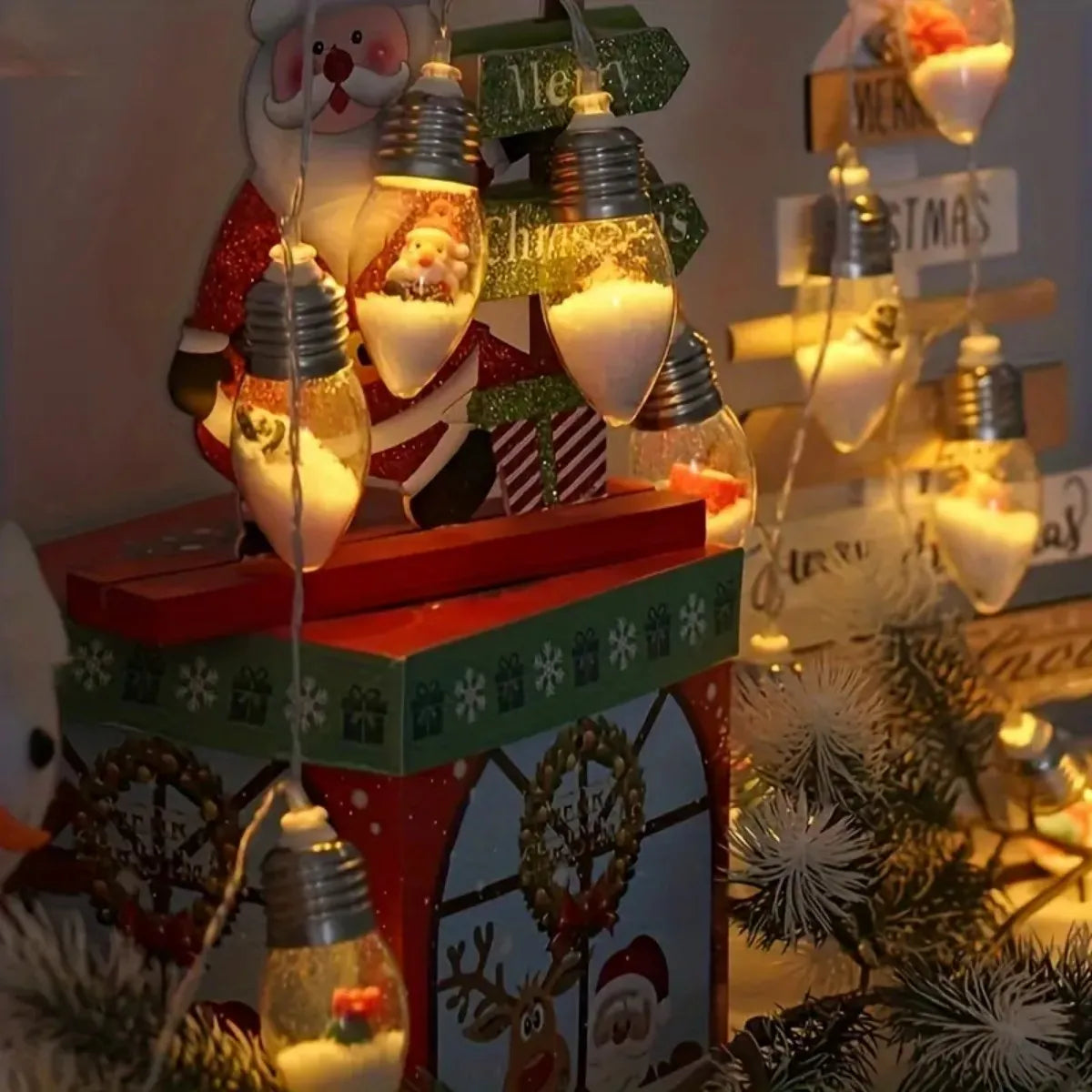 Kerst sneeuwbal lichtslinger β 10/20 LED lampjes op batterij