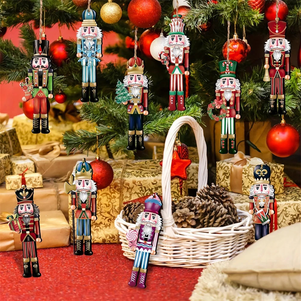 12 stuks kerst notenkraker soldaat hangers β Houten kerstboomdecoratie voor huis 2026 β Feestelijke nieuwjaarsornamenten