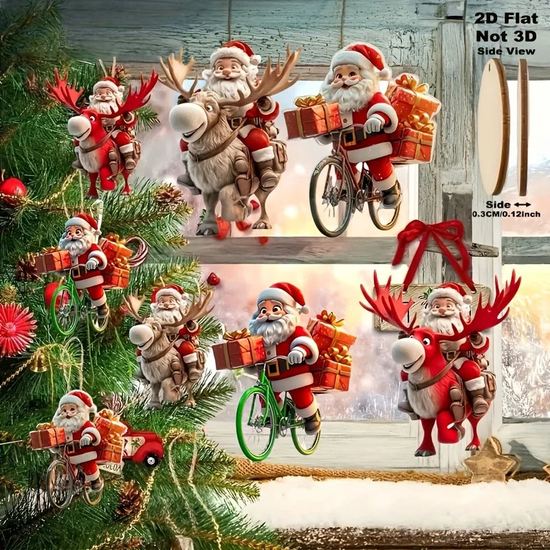 Houten Kerstman Fiets Hangers – 8/16/24 Stuks Kerstdecoratie voor Huis & Kerstboom 2026