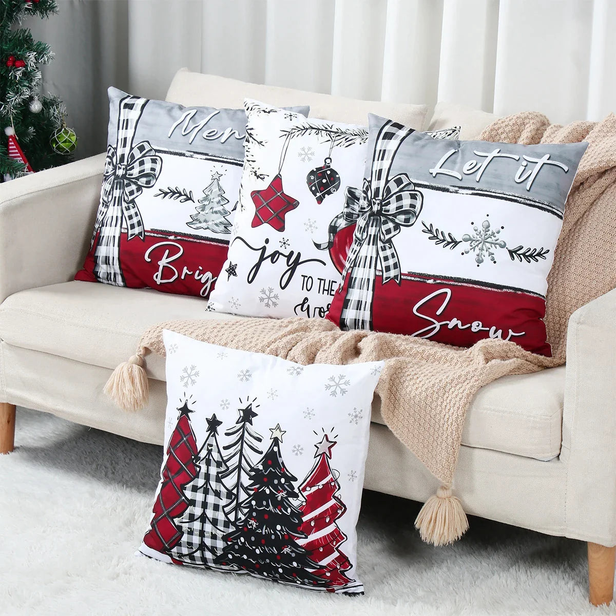 Kerst Kussenhoes 45 cm – Vrolijke Woondecoratie voor Kerst & Nieuwjaar 2026