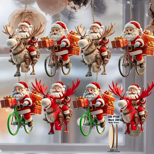Houten Kerstman Fiets Hangers – 8/16/24 Stuks Kerstdecoratie voor Huis & Kerstboom 2026