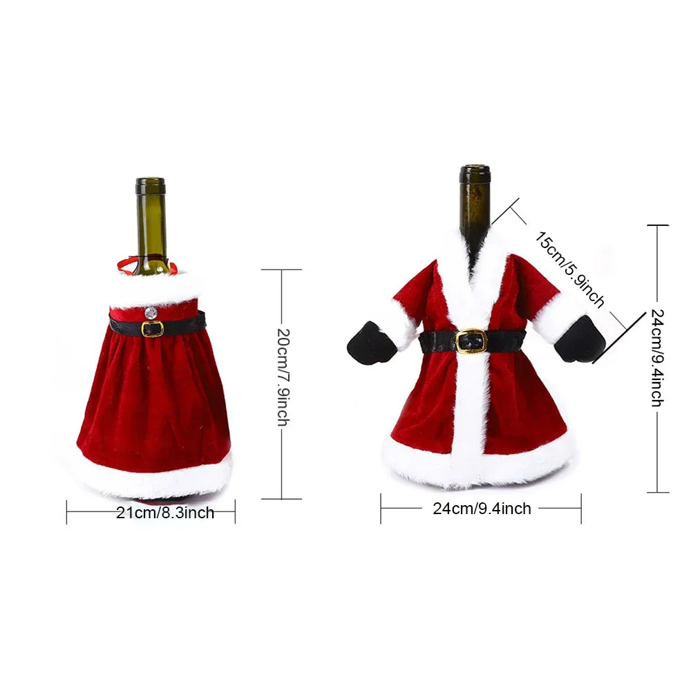 Runtow Kerst Wijnfles Hoes – Jurk of Rok Ontwerp – Feestelijke Tafeldecoratie voor Kerst & Nieuwjaar 2026