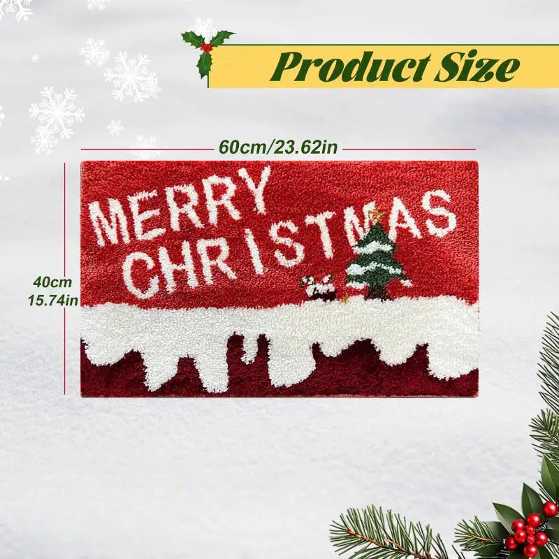 Vrolijke kerst deurmat – Rode mat met kerstman & gingerbread man – Perfect voor feestelijke sfeer thuis 2026!